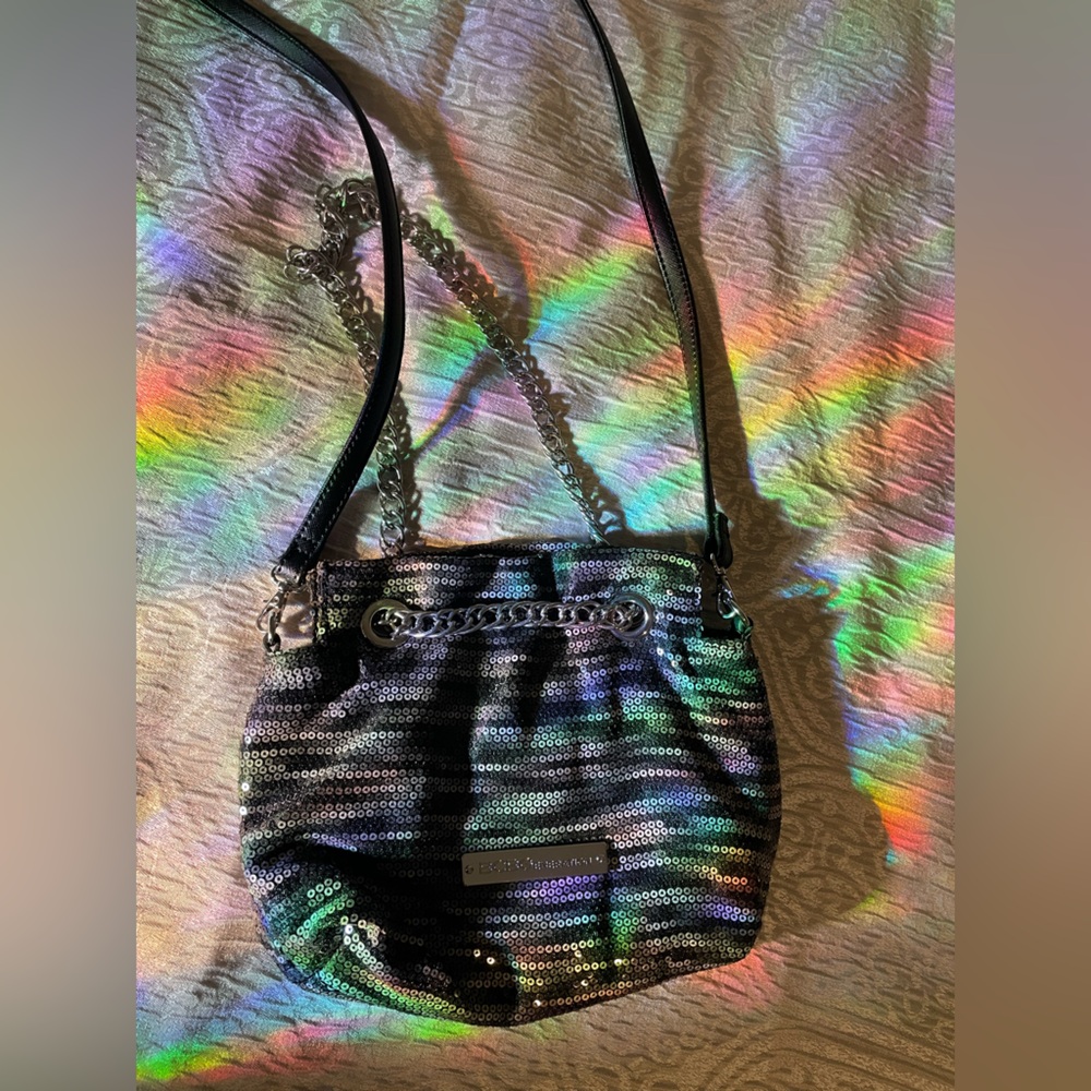Black satin crystal mini bag